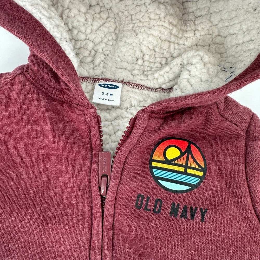 Old Navy Red Hoodie and Blue Pants Set 3-6 Months Baby Boy Winter Warm Outfit